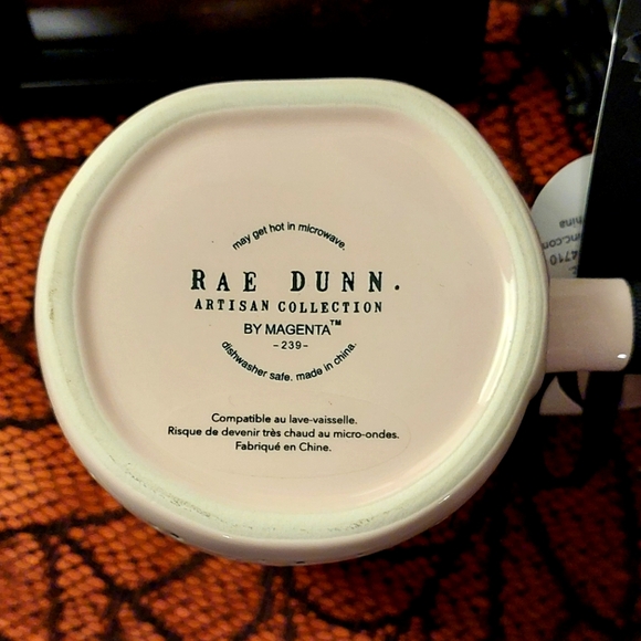 🎉HP🎉 Rae Dunn "Dance 'Til You Drop" Skeleton & Bats Baby Pink Glossy Mug NWT - Picture 7 of 8
